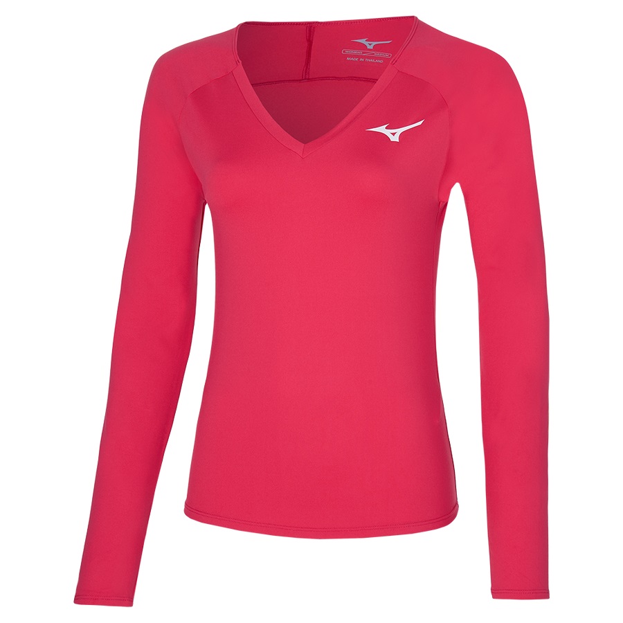 Pink Women\'s Mizuno L/S Tee | Philippines-102798