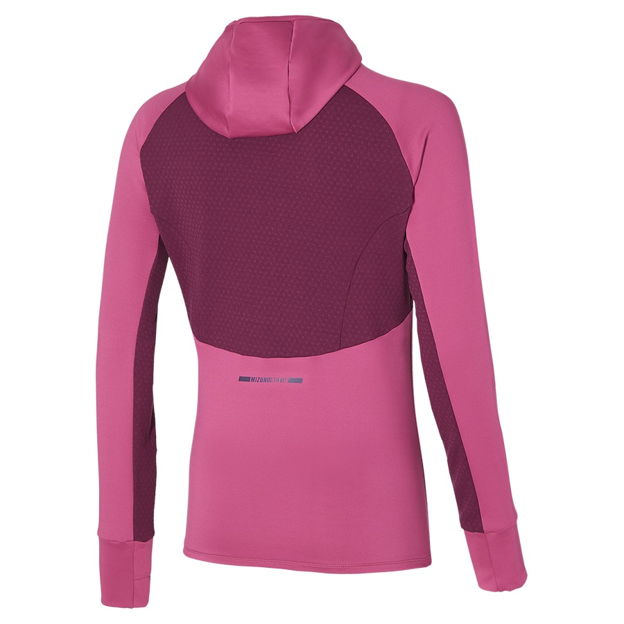 Pink Women's Mizuno Warmalite Hooded Ls Tops | Philippines-391485