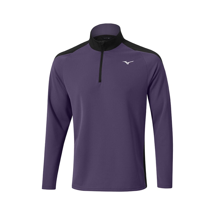 Purple Men\'s Mizuno Winter Breeze 1/4 Zip Tops | Philippines-918306