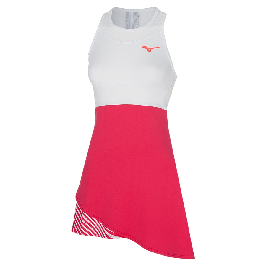 Red / White Women\'s Mizuno Printed Dresses | Philippines-471395