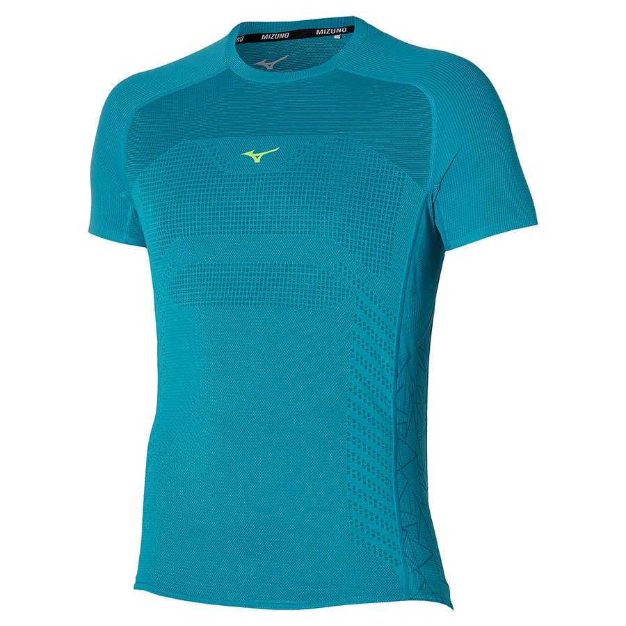 Turquoise Men\'s Mizuno Aero Tee | Philippines-048173