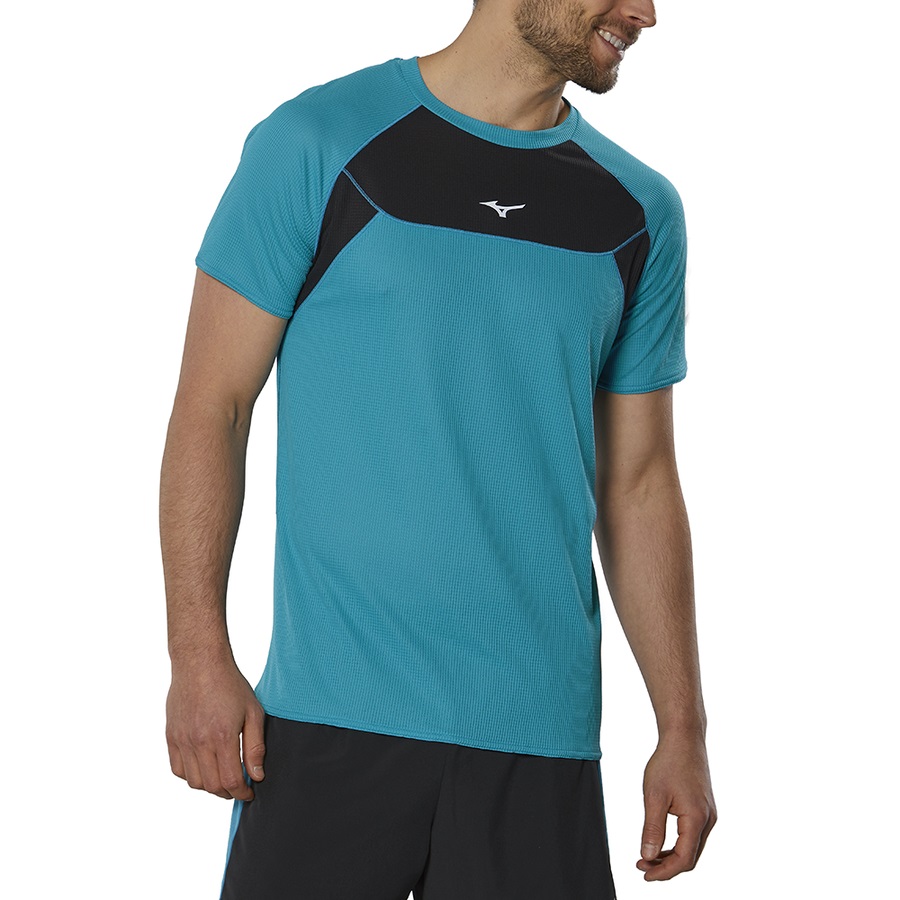 Turquoise Men's Mizuno Dryaeroflow Tee | Philippines-761240