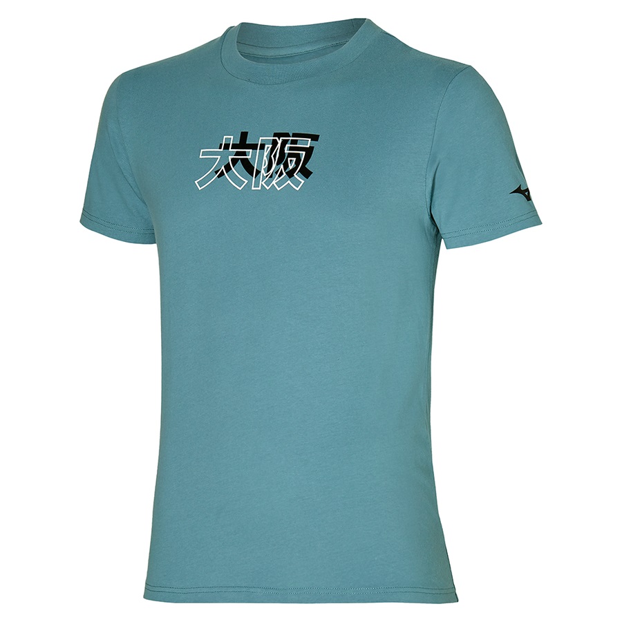 Turquoise Men\'s Mizuno Katakana Tee | Philippines-170268