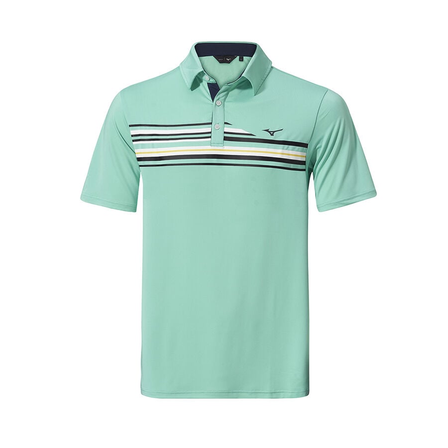 Turquoise Men\'s Mizuno QD Elite Stripe Polo Tops | Philippines-869351