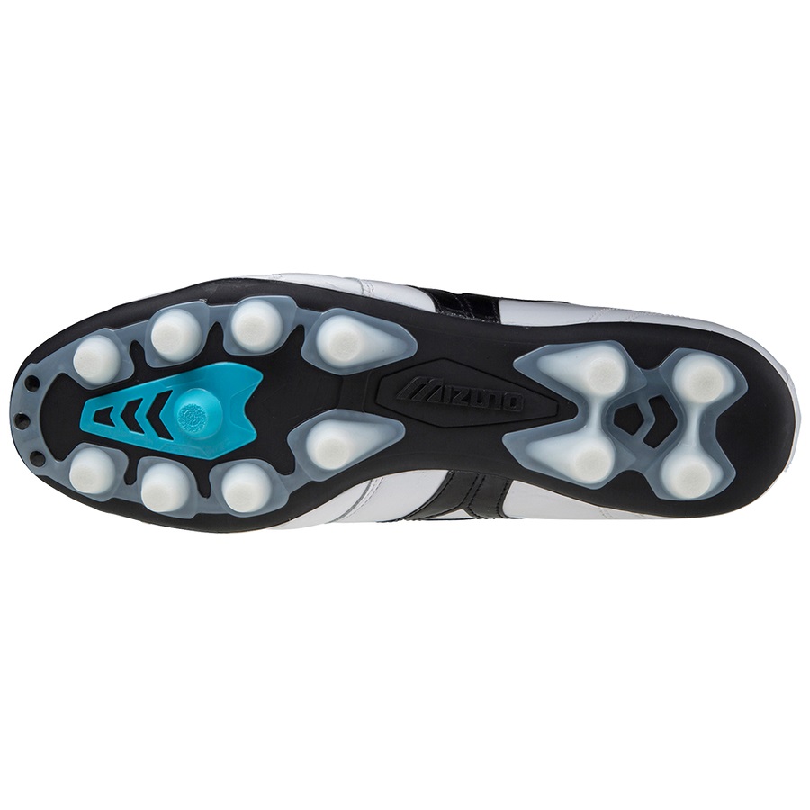 White / Black / Blue Turquoise Men's Mizuno Morelia II Elite Football Boots | Philippines-092736