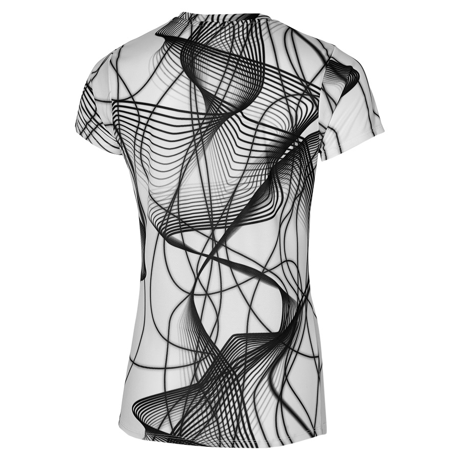 White / Black Women's Mizuno Graphic Tee | Philippines-164928