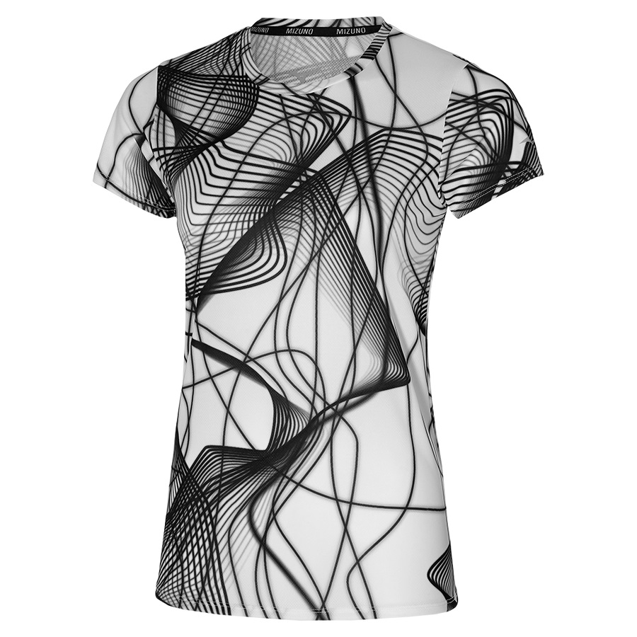 White / Black Women\'s Mizuno Graphic Tee | Philippines-164928