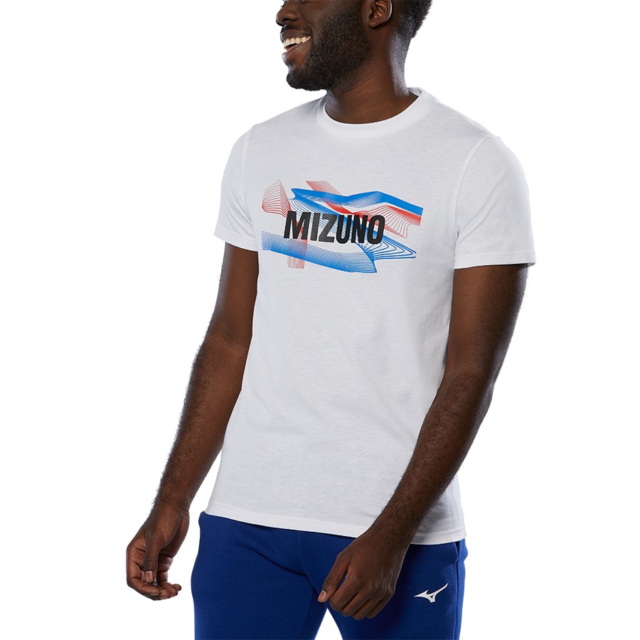 White Men's Mizuno Graphic Tee | Philippines-356129