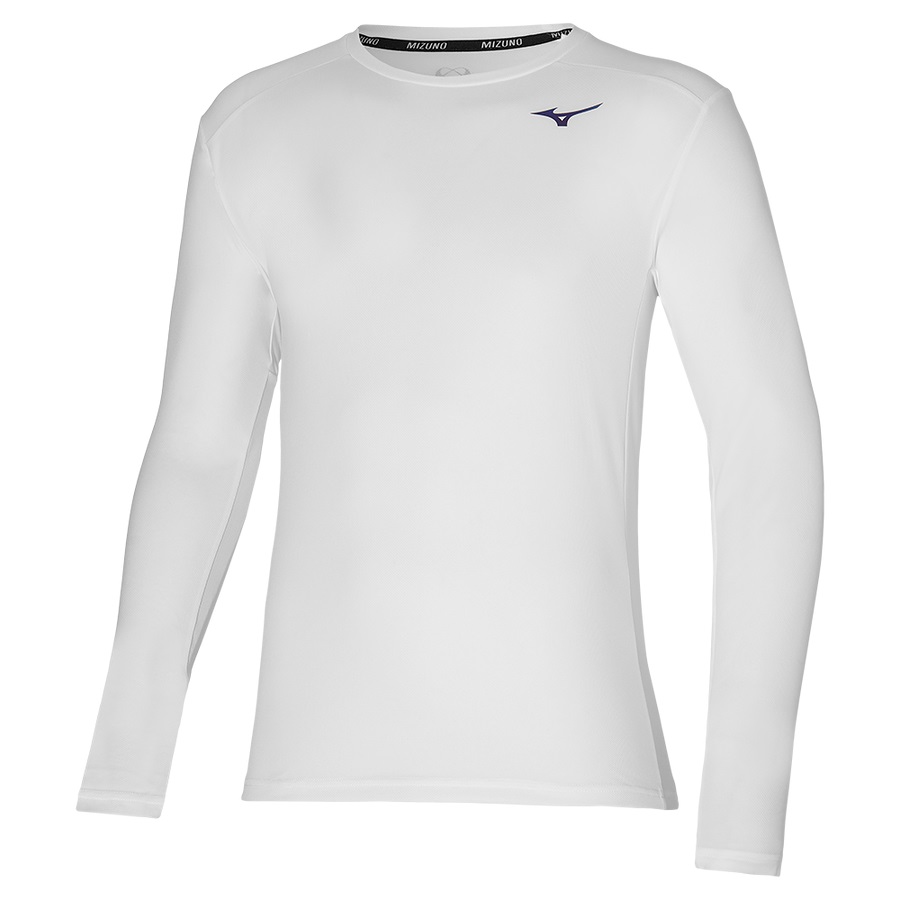 White Men\'s Mizuno Inifinity 88 Ls Tee | Philippines-487915