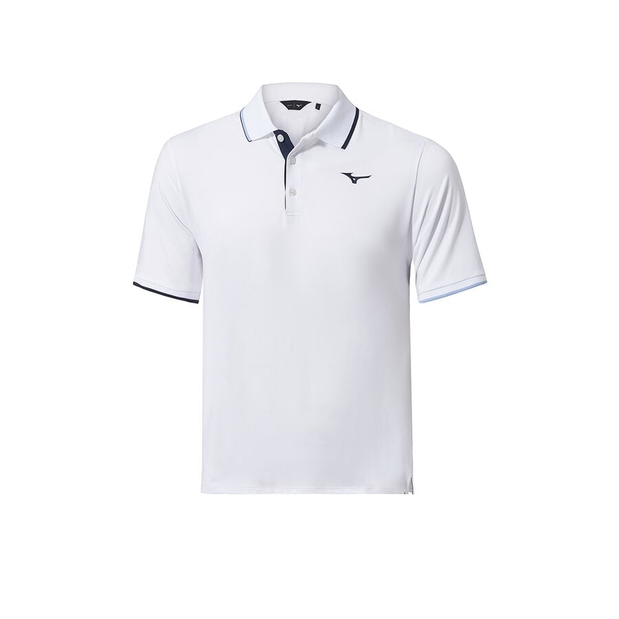 White Men\'s Mizuno QD Comp Plus Polo Tops | Philippines-419375