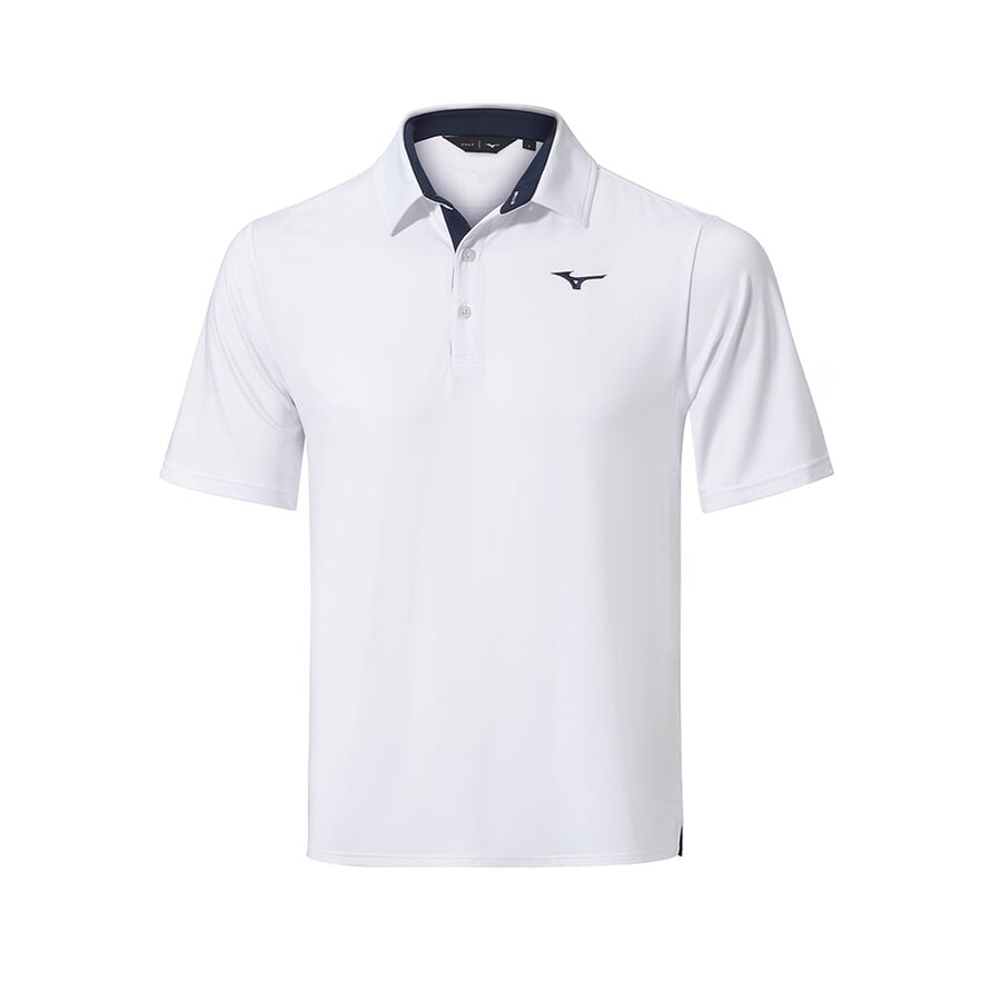 White Men\'s Mizuno QD Comp Polo Tops | Philippines-570219