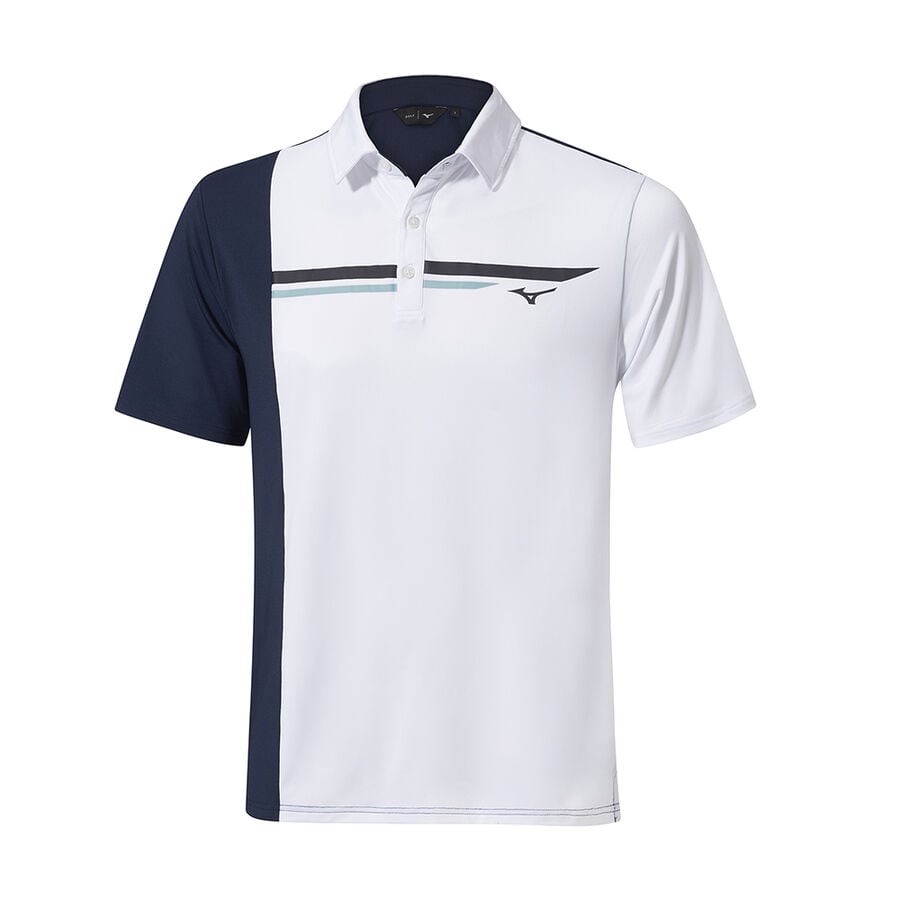 White Men\'s Mizuno QD Elite Panel Polo Tops | Philippines-710285