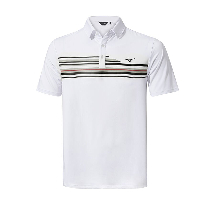 White Men\'s Mizuno QD Elite Stripe Polo Tops | Philippines-087429