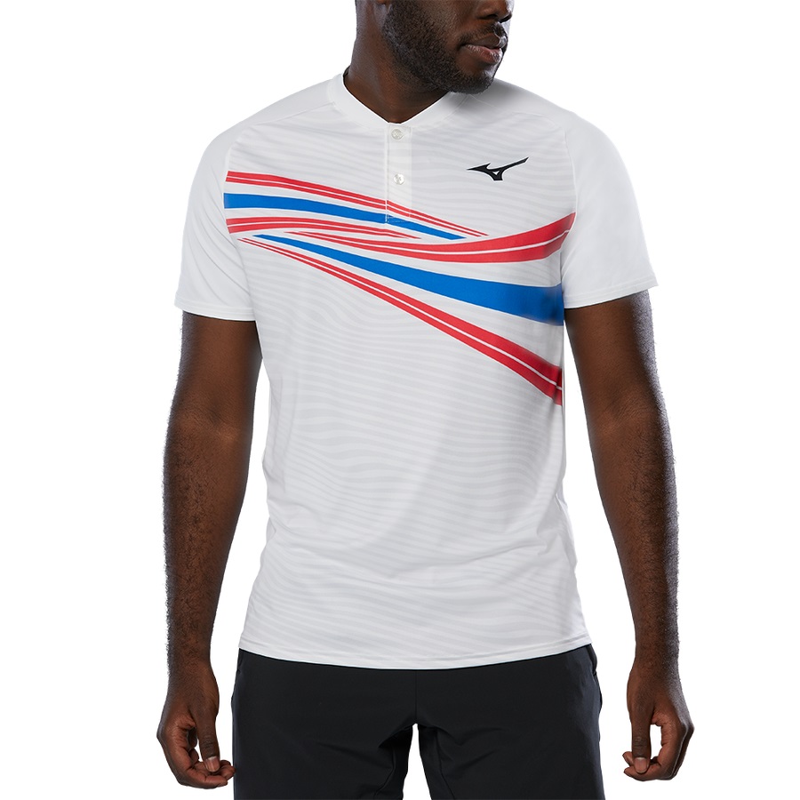 White Men's Mizuno Shadow Polo Tops | Philippines-194806