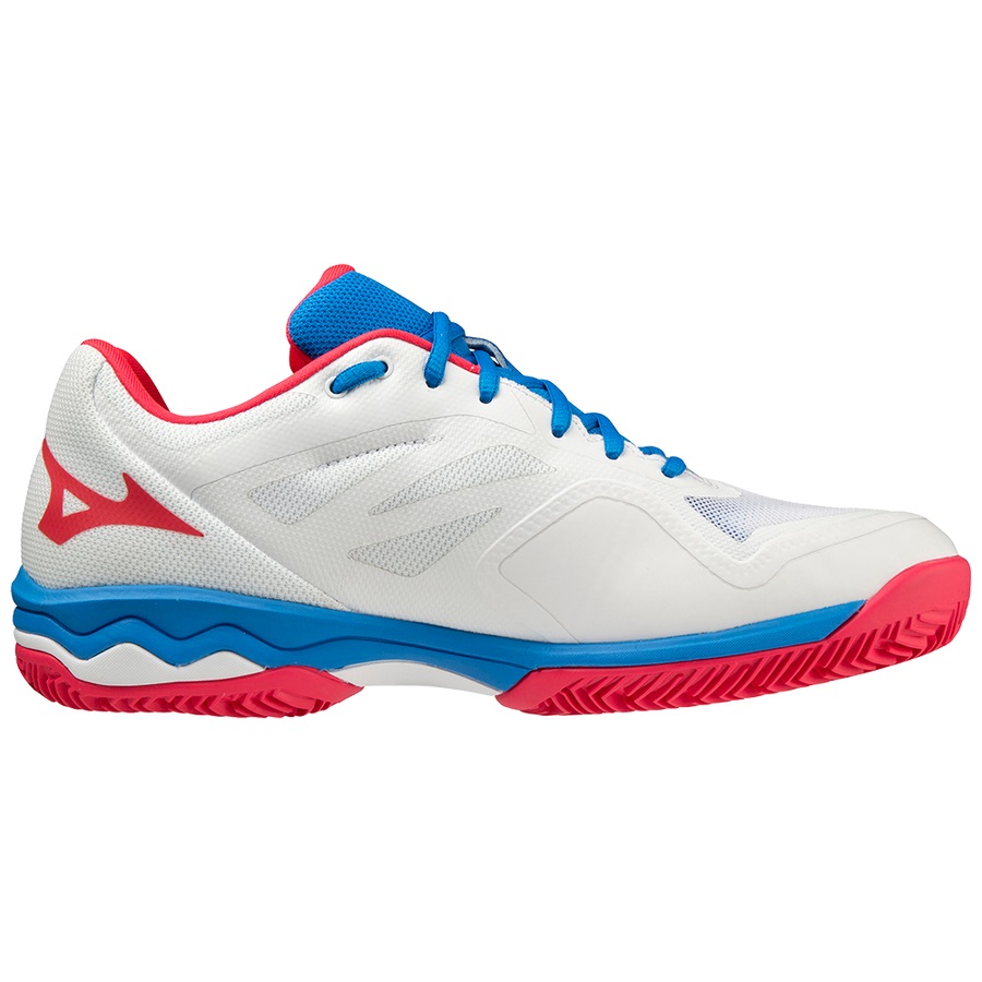 White / Red / Blue Men's Mizuno Wave Exceed Light Padel Shoes | Philippines-346058