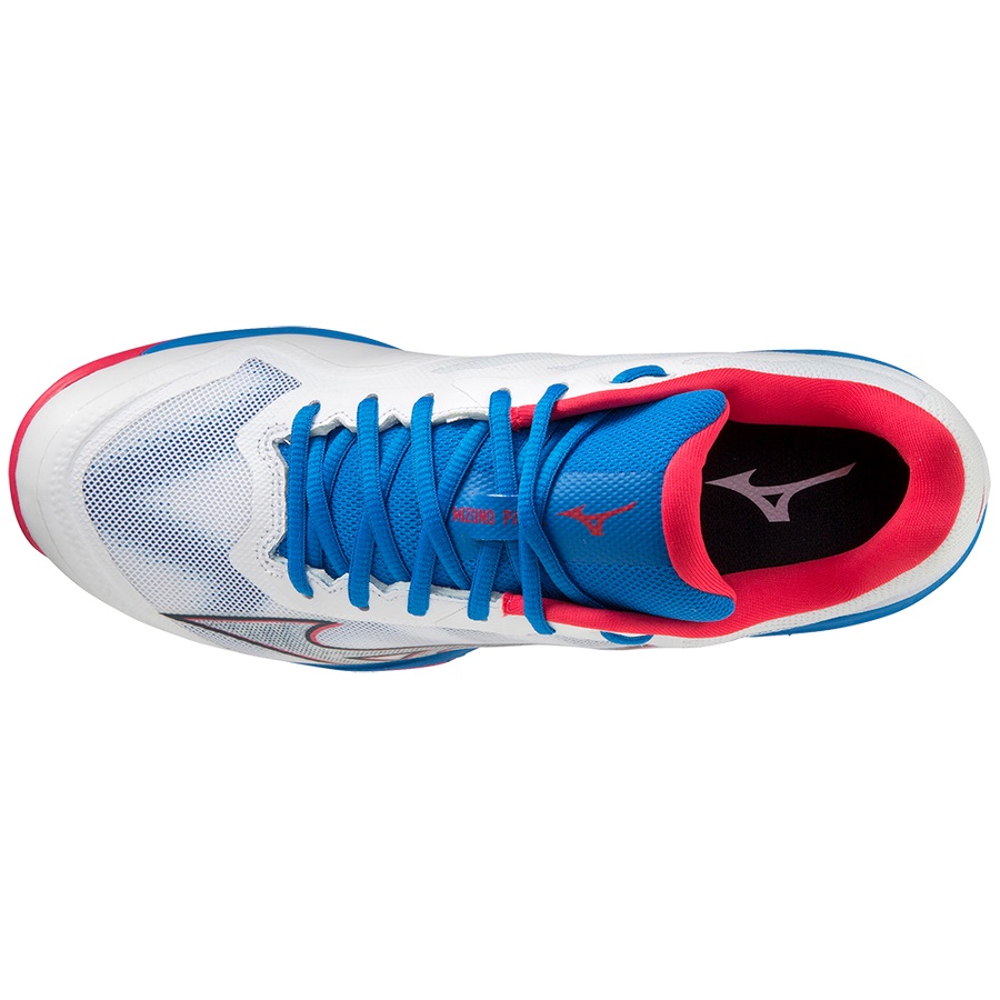 White / Red / Blue Men's Mizuno Wave Exceed Light Padel Shoes | Philippines-346058