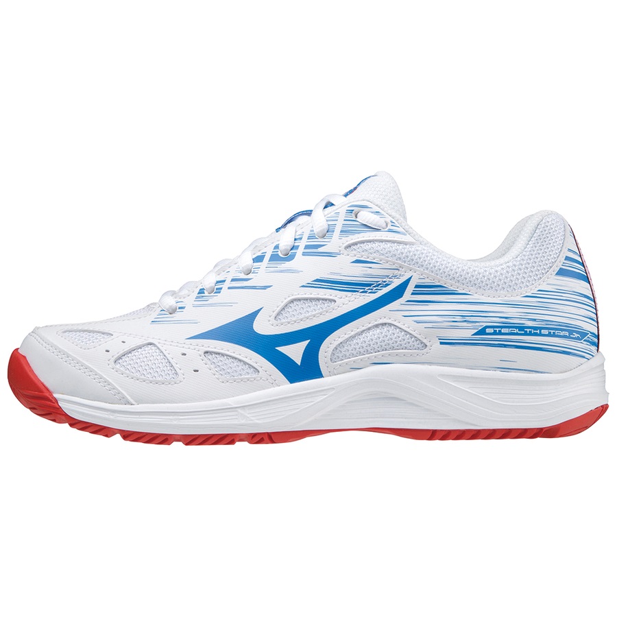 White / Red / Blue Women\'s Mizuno STEALTH STAR JUNIOR Volleyball Shoes | Philippines-943768