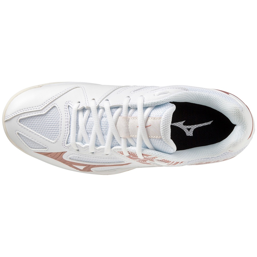 White / Rose / White White Women's Mizuno Thunder Blade 3 Volleyball Shoes | Philippines-018549