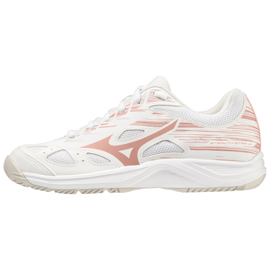 White / Rose / White White Women\'s Mizuno STEALTH STAR JUNIOR Volleyball Shoes | Philippines-149023