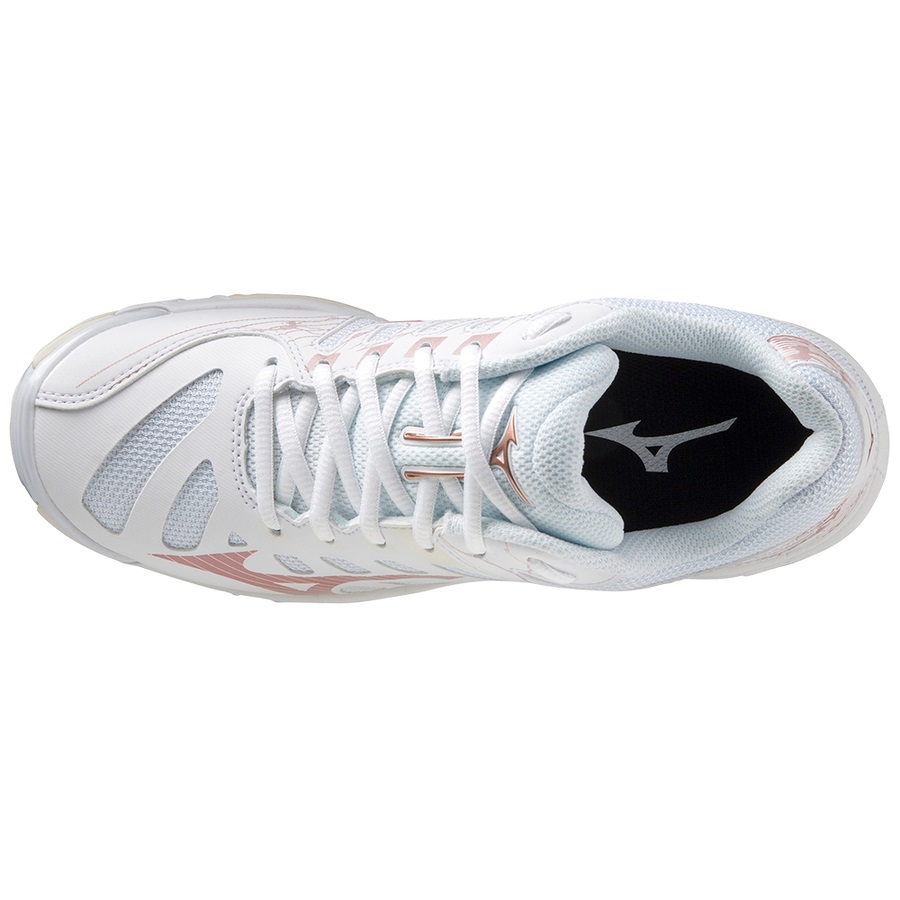 White / Rose / White White Women's Mizuno Wave Voltage Volleyball Shoes | Philippines-328975