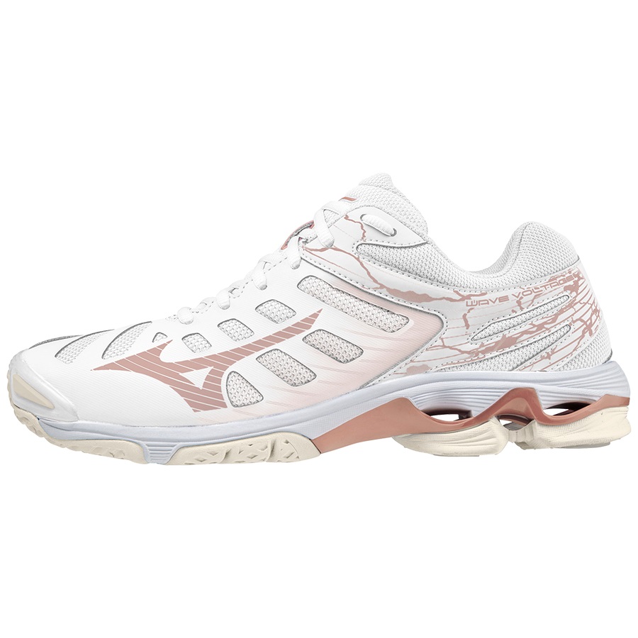 White / Rose / White White Women\'s Mizuno Wave Voltage Volleyball Shoes | Philippines-328975