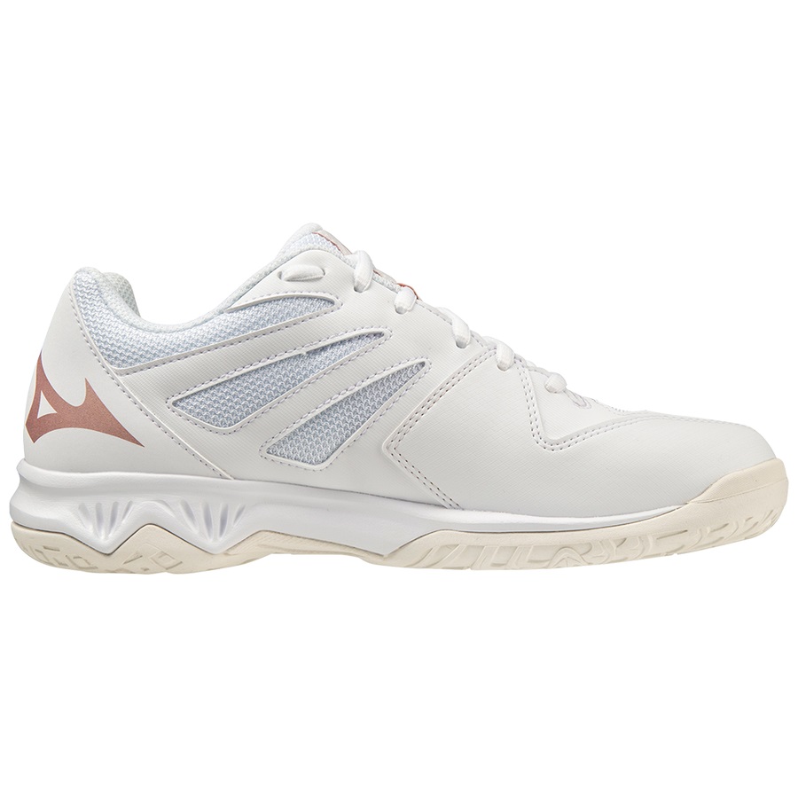 White / Rose / White White Women's Mizuno Lightning Star Z6 Jr Volleyball Shoes | Philippines-513892