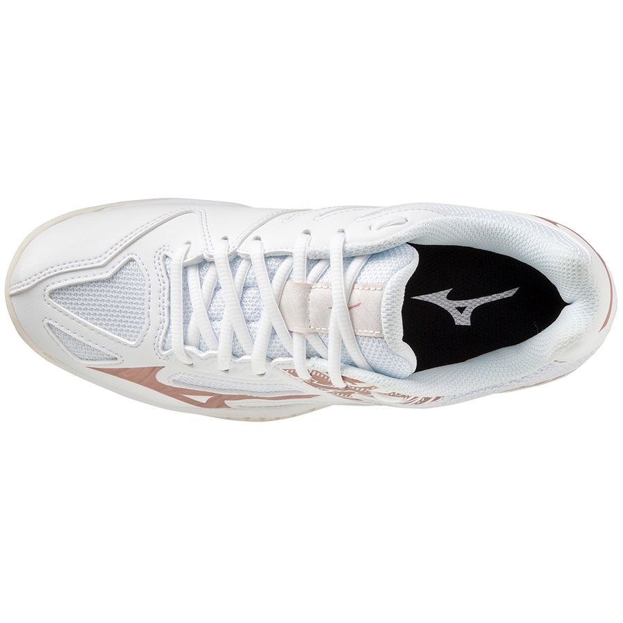 White / Rose / White White Women's Mizuno Lightning Star Z6 Jr Volleyball Shoes | Philippines-513892