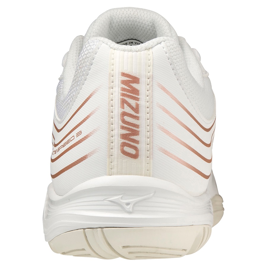 White / Rose / White White Women's Mizuno Cyclone Speed 3 Volleyball Shoes | Philippines-683074