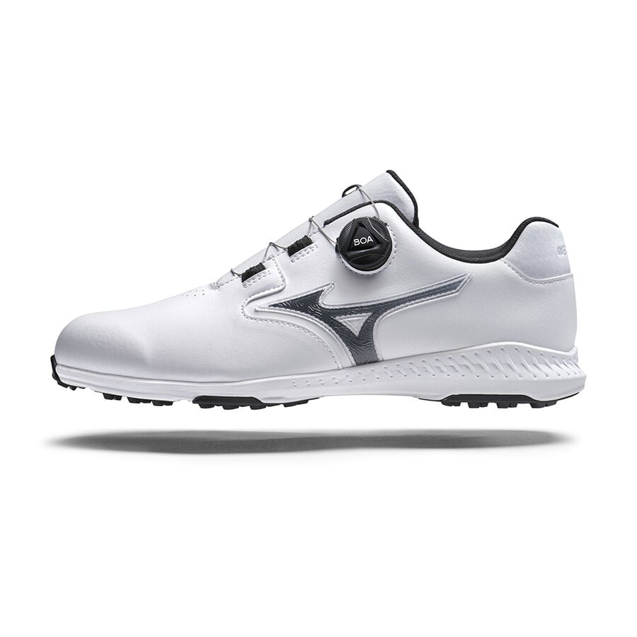 White / Silver Men\'s Mizuno Nexlite GS Spikeless Golf Shoes | Philippines-374580