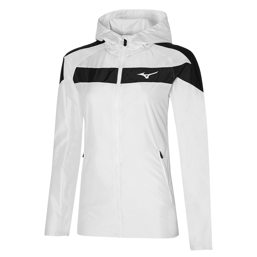 White Women\'s Mizuno Hooded Jackets | Philippines-410386