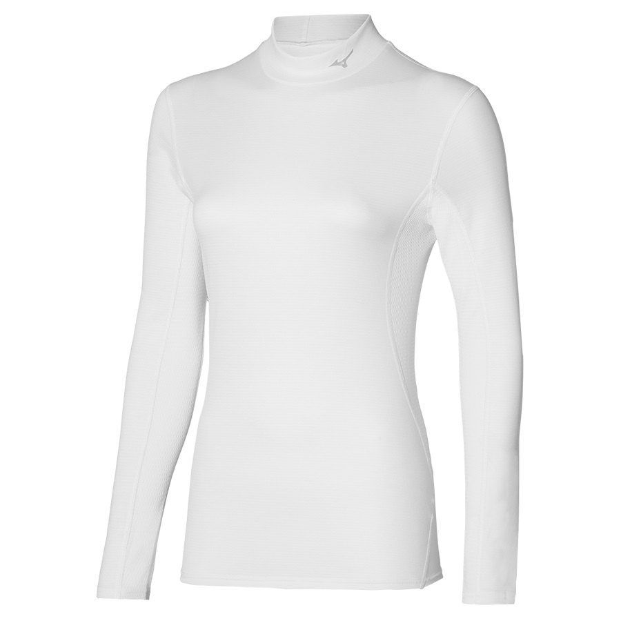 White Women\'s Mizuno Mid Weight High Neck Tops | Philippines-528640