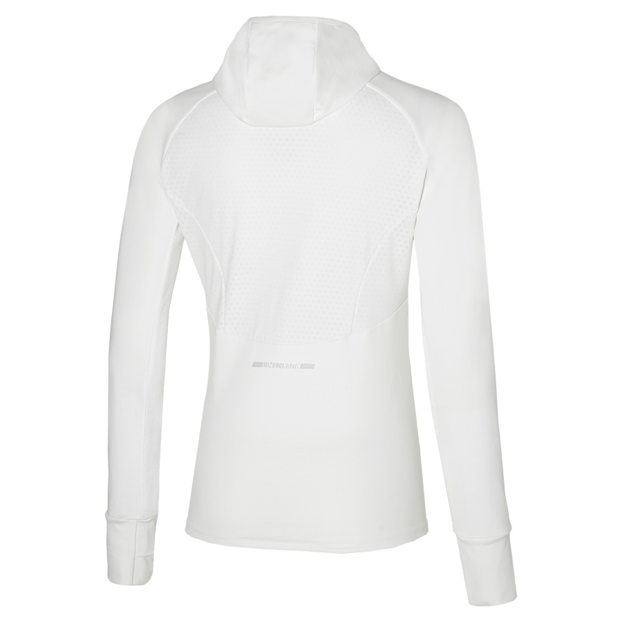 White Women's Mizuno Warmalite Hooded Ls Tops | Philippines-690234