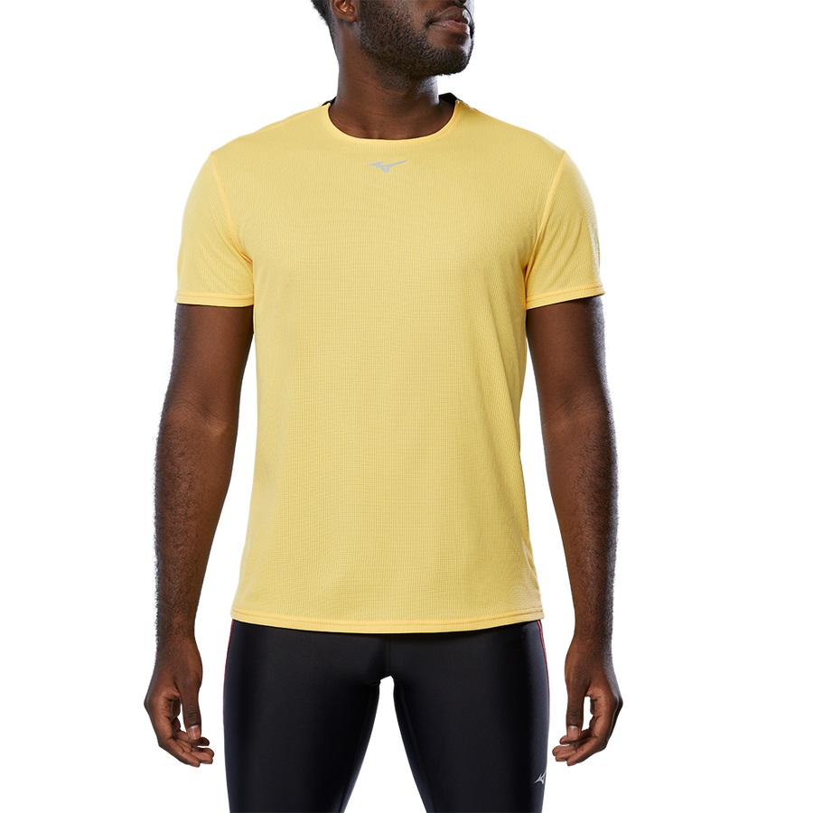 Yellow Men's Mizuno Dryaeroflow Tee | Philippines-208376