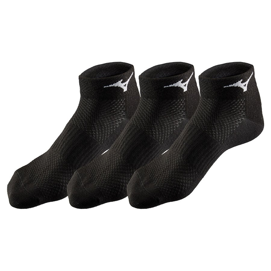 Black / Black / Black Women's Mizuno Training Mid 3P Sports Socks | Philippines-297306