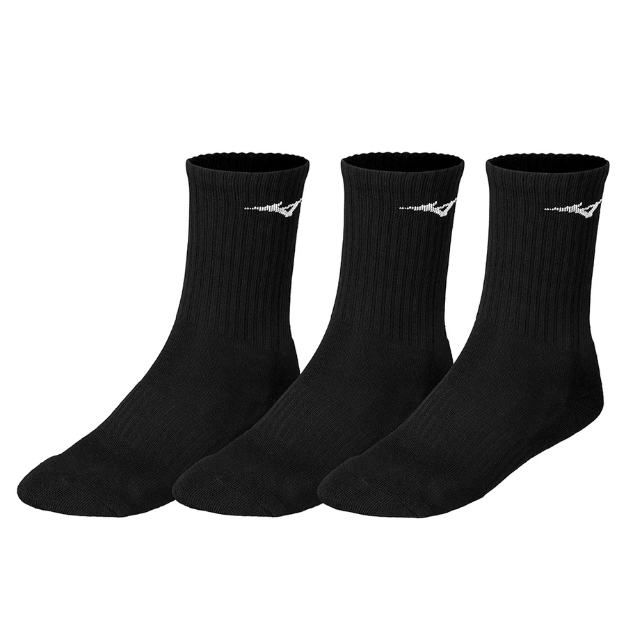 Black / Black / Black Women's Mizuno Training 3P Sports Socks | Philippines-809546