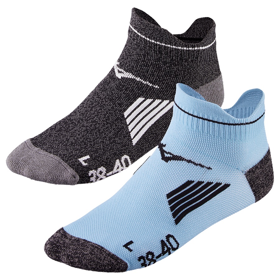 Black Blue Women's Mizuno Active Training Mid 2P Sports Socks | Philippines-609237