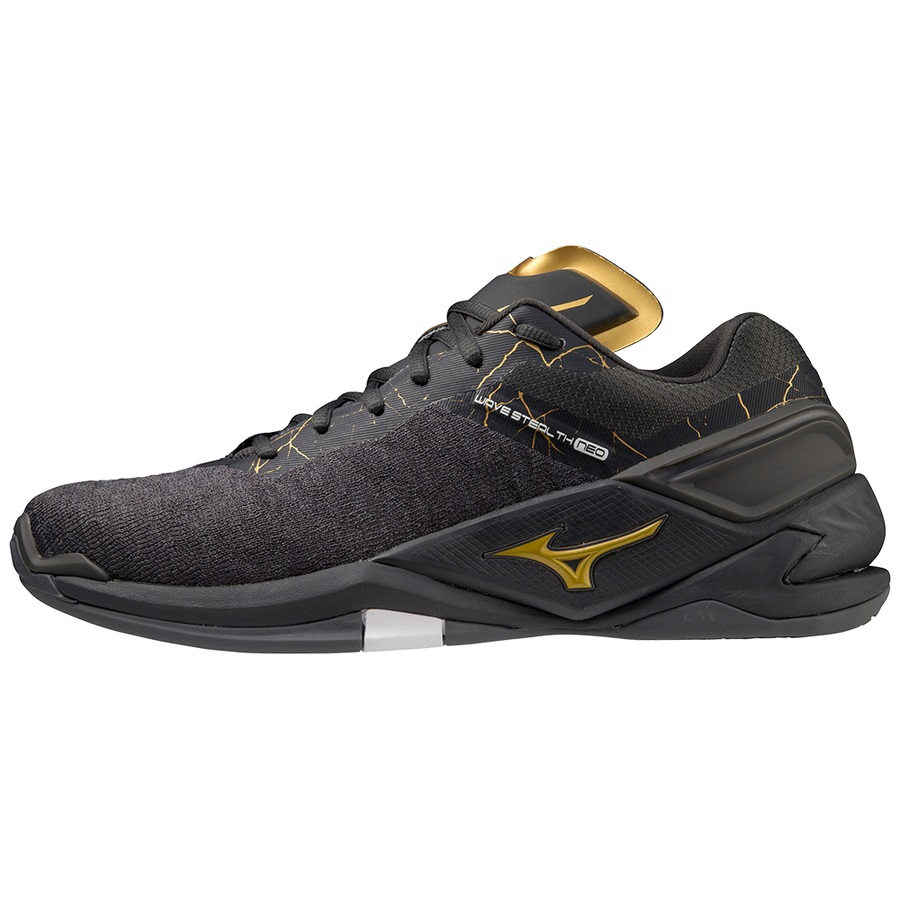 Black / Gold Men's Mizuno Wave Stealth Neo Handball Shoes | Philippines-731698