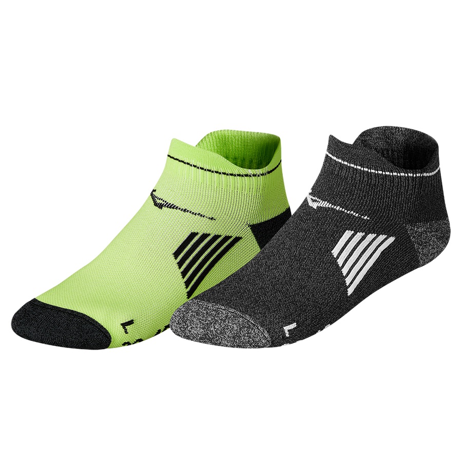 Black / Light Green Green Men's Mizuno Active Training Mid 2P Sports Socks | Philippines-689573