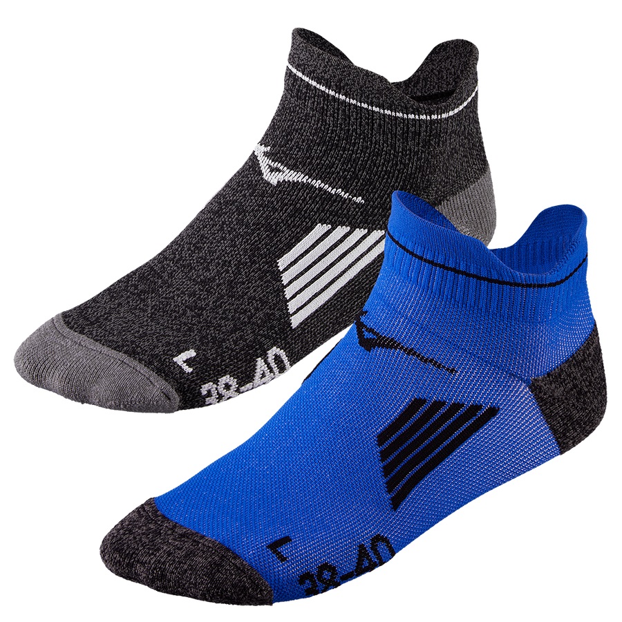 Black / Men's Mizuno Active Training Mid 2P Sports Socks | Philippines-469531