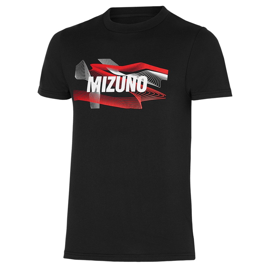 Black Men's Mizuno Graphic Tee | Philippines-297451