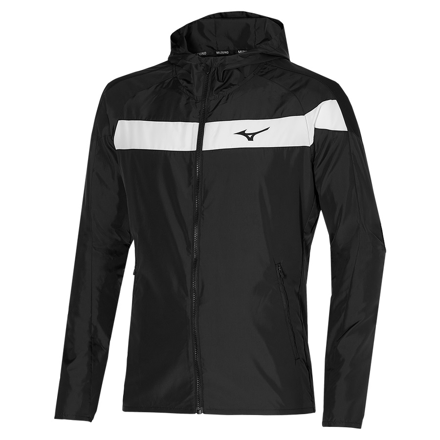 Black Men's Mizuno Hooded Jackets | Philippines-432569