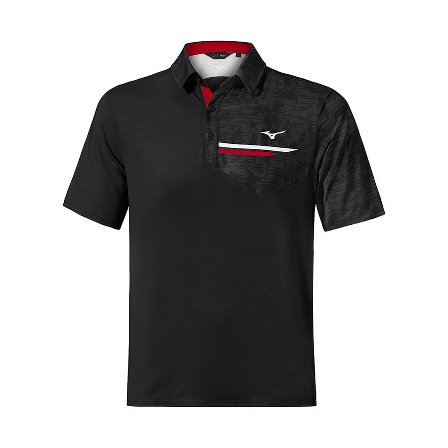 Black Men's Mizuno QD Hazard Bloc Polo Tops | Philippines-097346