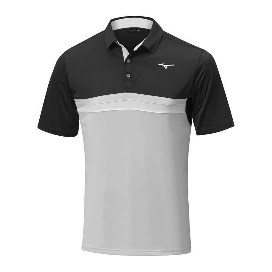 Black Men's Mizuno Quick Dry Horizon Polo Tops | Philippines-180694