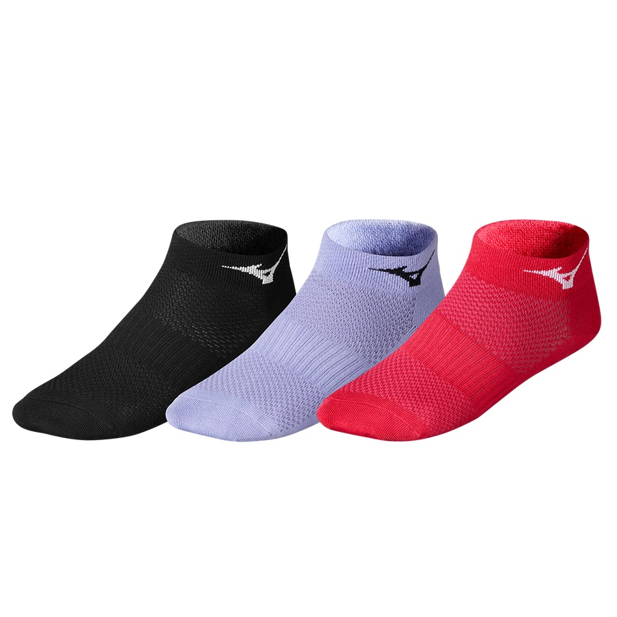 Black / Red Men's Mizuno Training Mid 3P Sports Socks | Philippines-682971