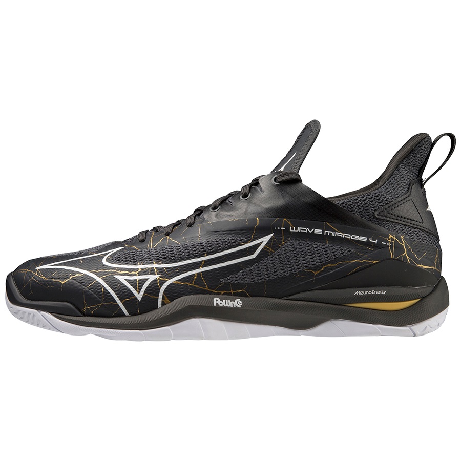 Black / White / Gold Women's Mizuno Wave Mirage 4 Handball Shoes | Philippines-438160