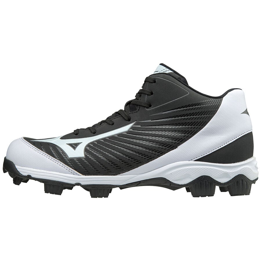 Black / White Men's Mizuno 9-Spike Adv Fra 9Mid Running Shoes | Philippines-781596