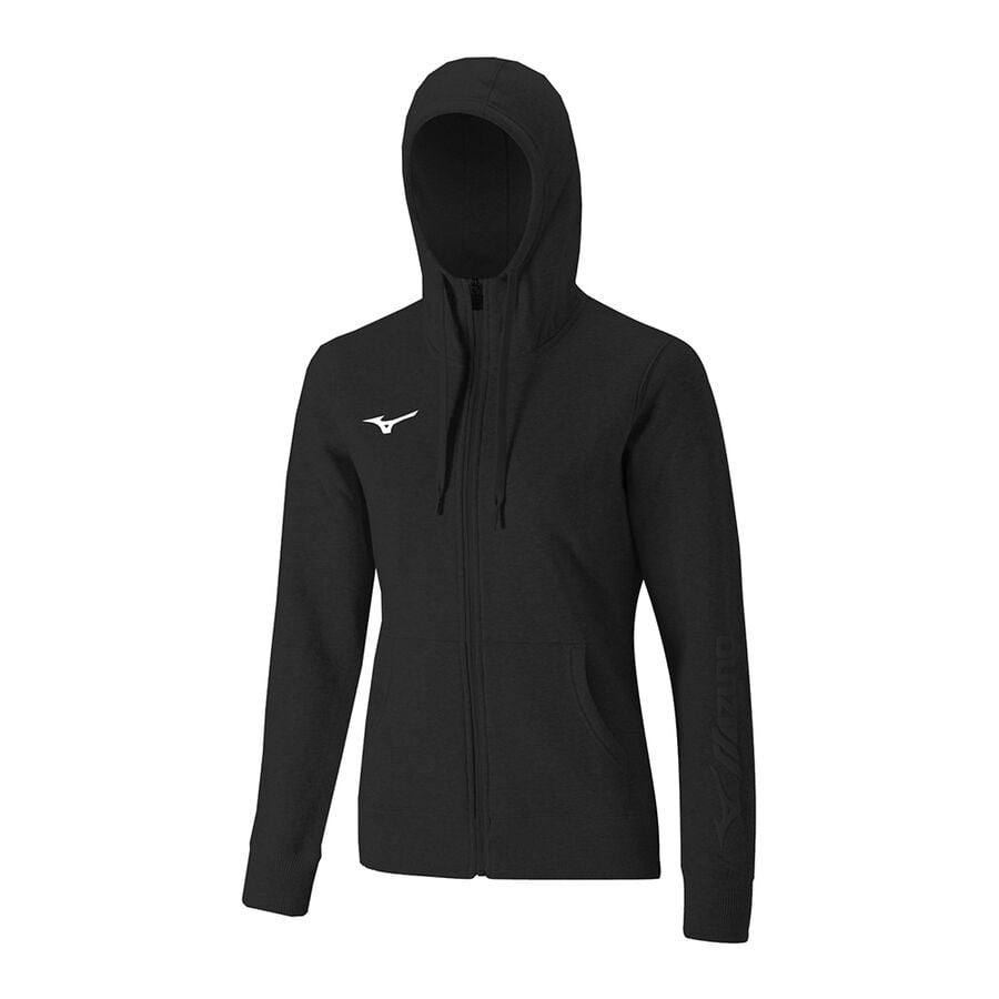 Black Women's Mizuno Sweat FZ Hoodie | Philippines-470915