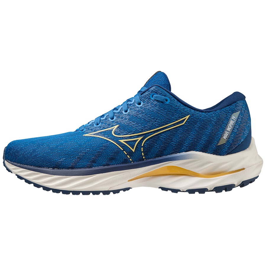 Blue / Gold / Blue Men's Mizuno Wave Inspire 19 Running Shoes | Philippines-823045