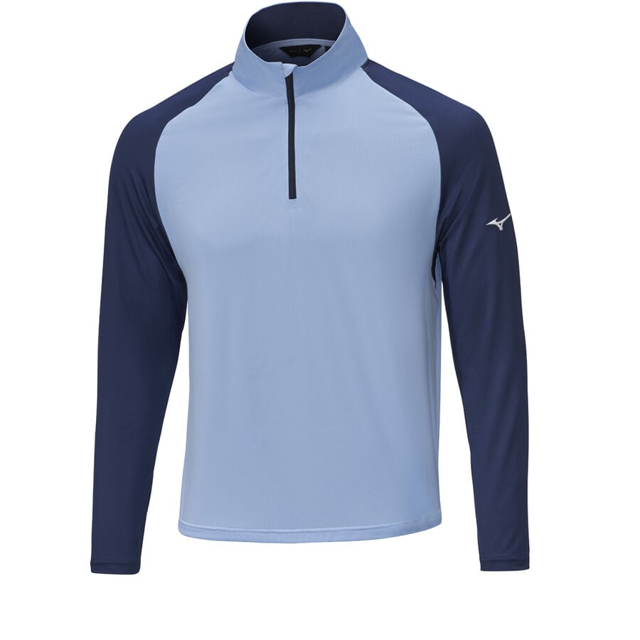 Blue Men's Mizuno Quick Dry Breeze 1/4 Zip Tops | Philippines-781904