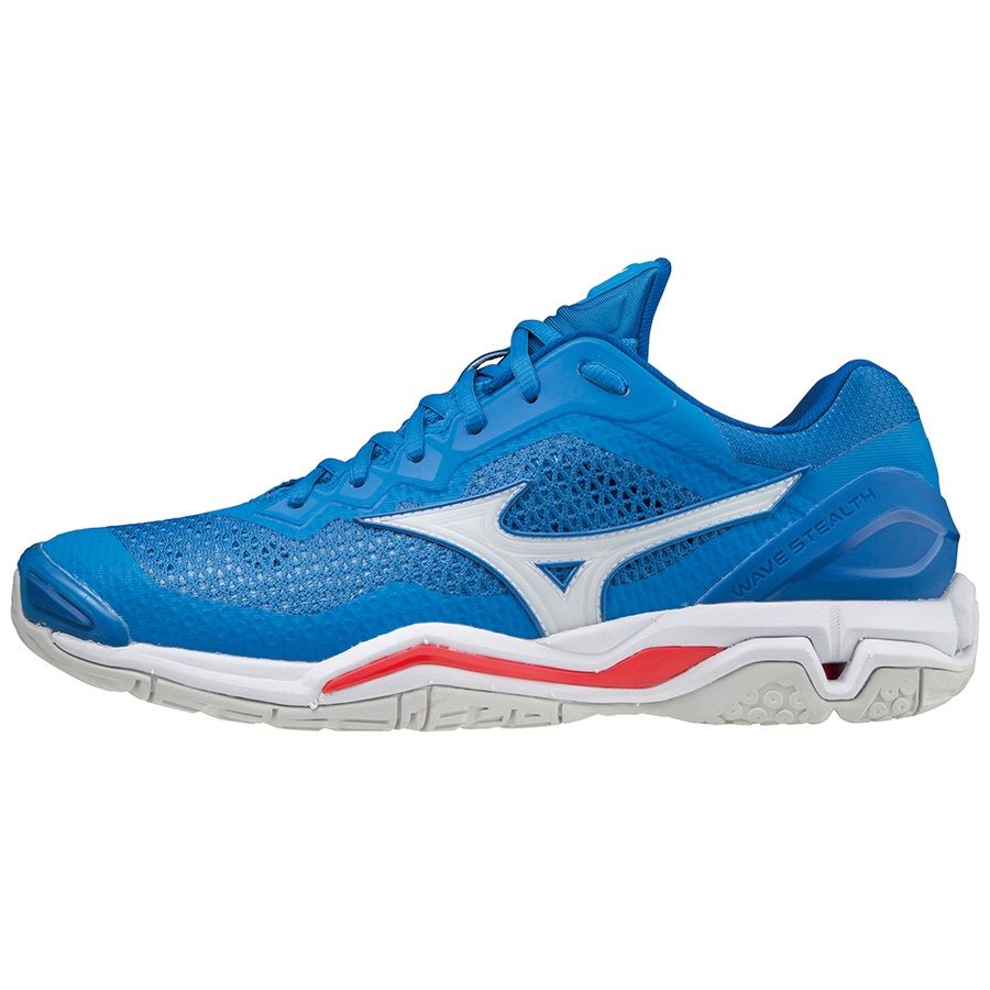 Blue / Red Men's Mizuno Wave Stealth V Handball Shoes | Philippines-682094